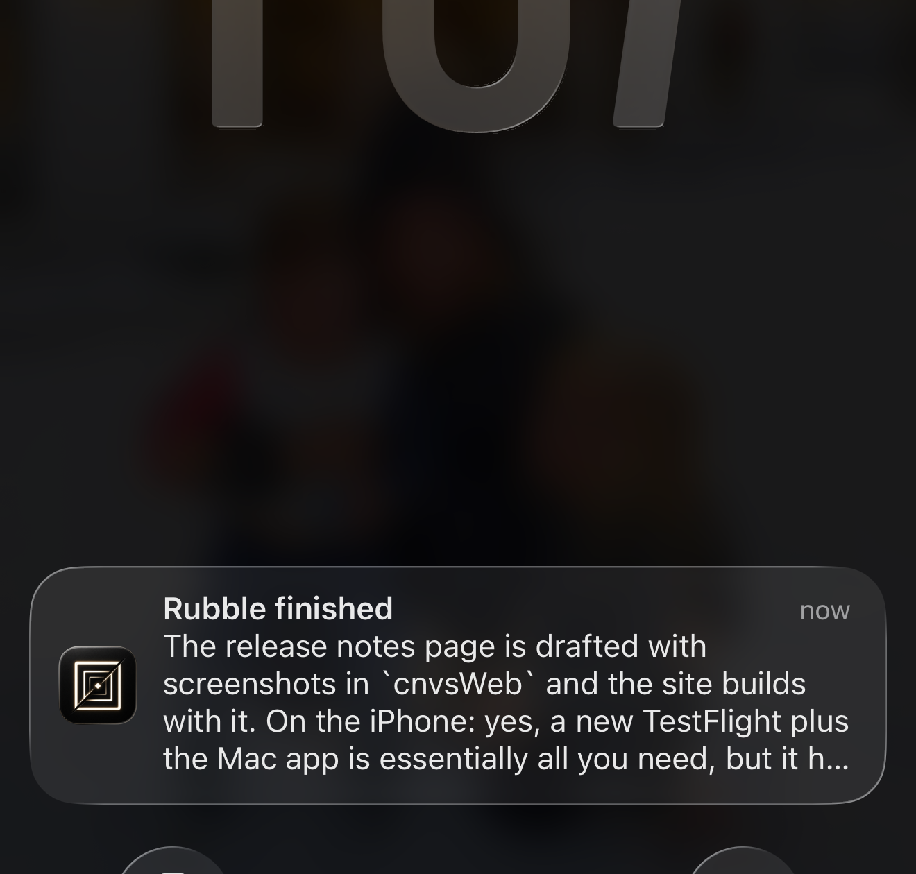 An agent’s finished reply, quoted verbatim, on the iPhone lock screen